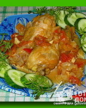 Куриные голени с горчицей и овощами