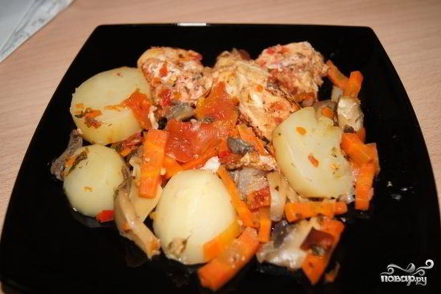 Рецепт курица с овощами в скороварке