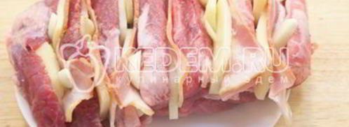 мясо с беконом и сыром. Шаг 3