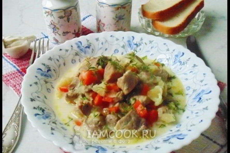 Рецепт свинина с яблоками в сливках