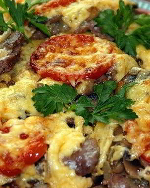 Свинина в духовке с грибами