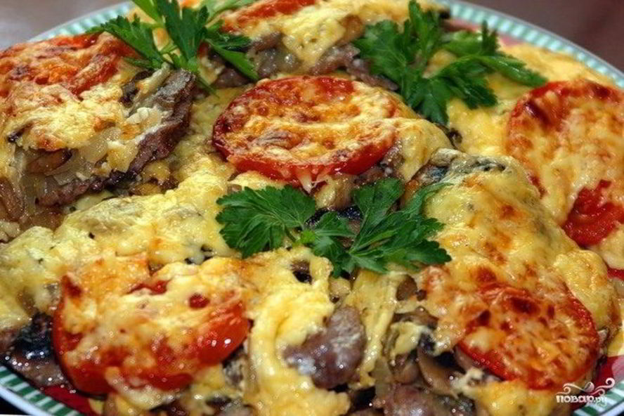 Рецепт свинина в духовке с грибами