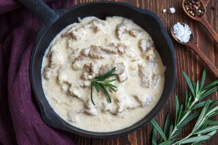 Рецепт телятина с грибами в сливках