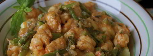 ньокки с креветками и спаржей. Шаг 11