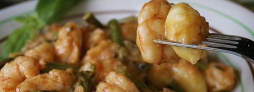 ньокки с креветками и спаржей. Шаг 12