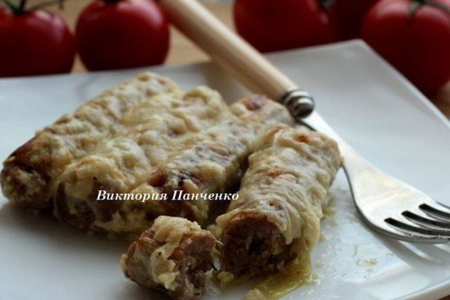 Рецепт фаршированный порей в сливочном соусе, запеченный под сыром джюгас