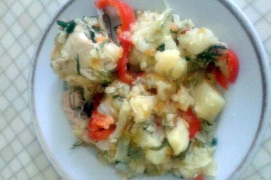 Рецепт капуста тушенная с картошкой и куриными окорочками в казане