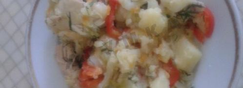 капуста тушенная с картошкой и куриными окорочками в казане. Шаг 7