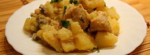 картофель тушеный с курицей и шампиньонами. Шаг 7