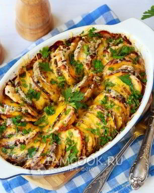 Тыква, запеченная с картошкой в духовке