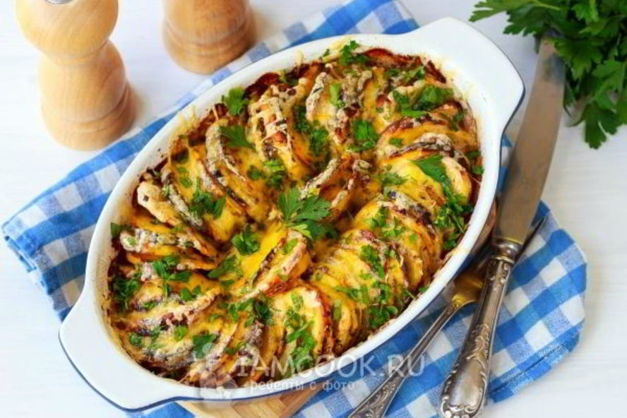 Рецепт тыква, запеченная с картошкой в духовке