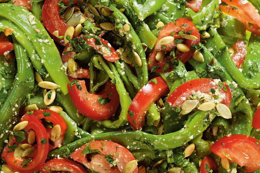 Рецепт зеленая фасоль с песто из тыквенных семечек