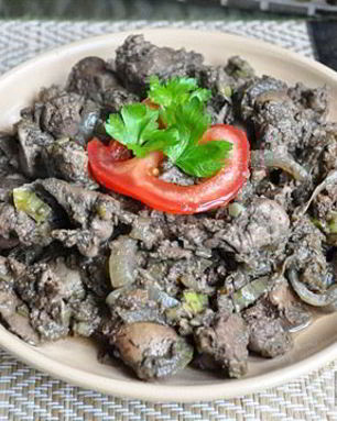 Куриная печень карри