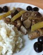 Куриная печень с шампиньонами