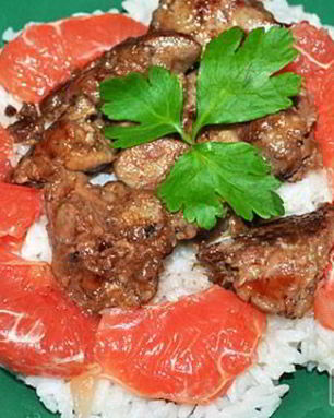 Куриная печень с винно-медовым соусом