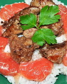 Куриная печень с винно-медовым соусом