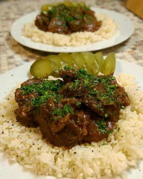 Куриная печень в красном вине