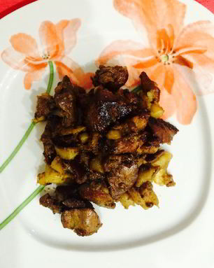 Куриная печень в сладком соусе