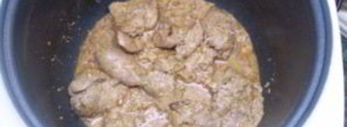 куриная печень в сливках в мультиварке. Шаг 6