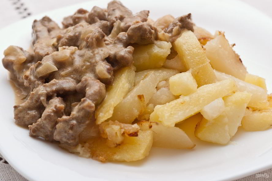 Рецепт печень говяжья по-строгановски