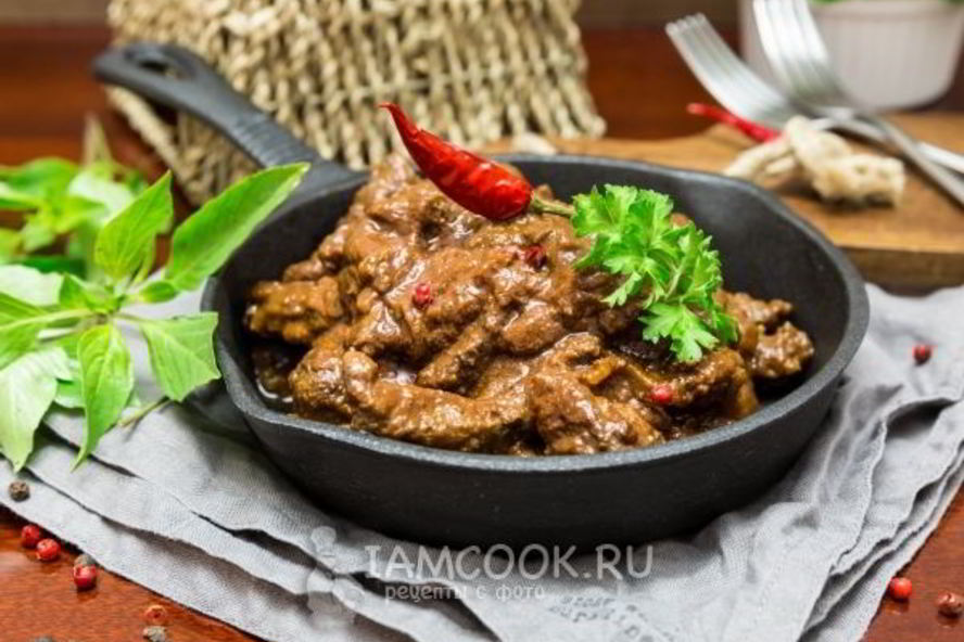 Рецепт печень говяжья, тушенная в томатно-соевом соусе