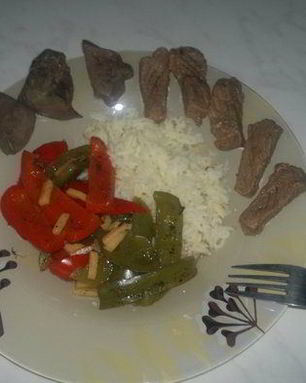 Печень индейки с филе говядины и рисом басмати