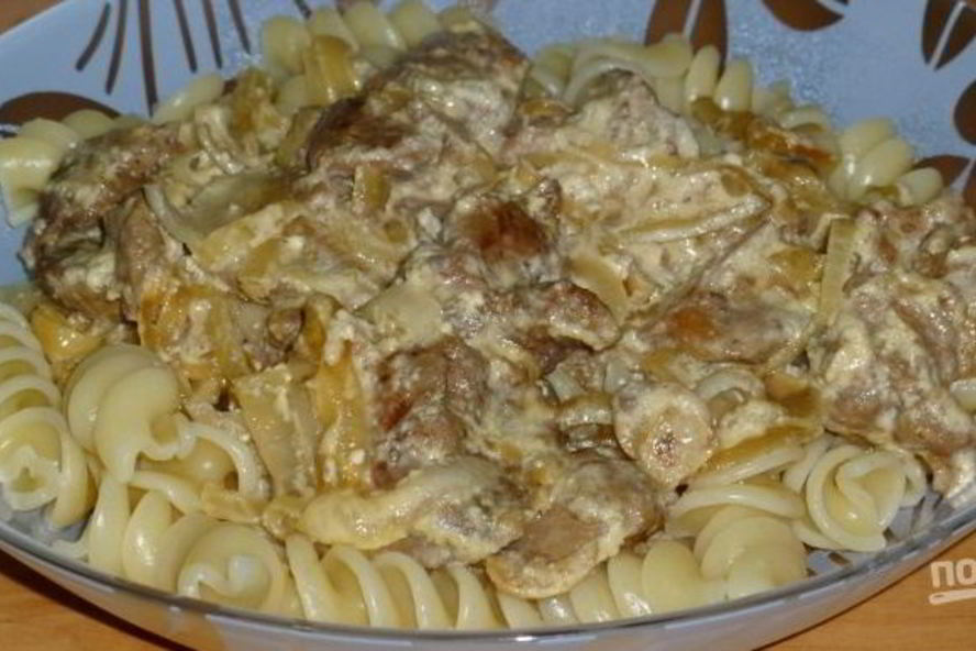 Рецепт печень куриная, жаренная со сметаной