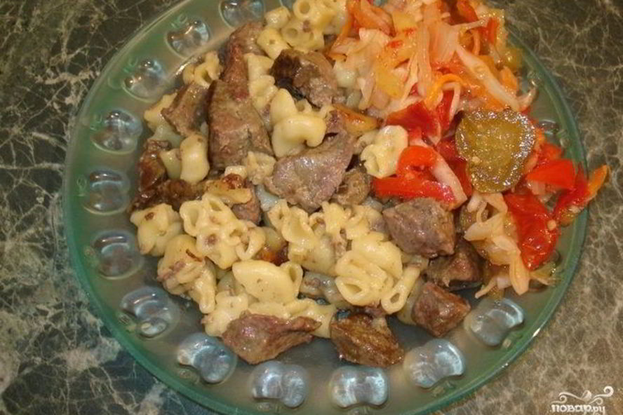 Рецепт печень с макаронами в мультиварке