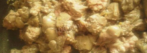 жареная капуста с куриной печенью. Шаг 4