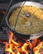 Плов на костре в казане с бараниной