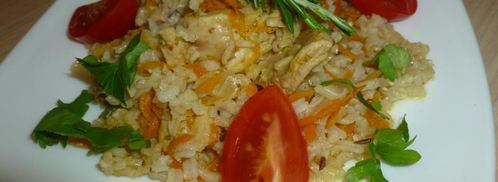 плов с мясом кролика и коричневым рисом. Шаг 6