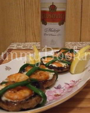 Креветки в шляпе со сливочным сыром