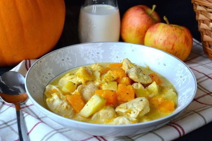 Рецепт куриное рагу с тыквой и яблоками