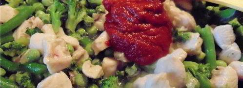 куриное рагу с зелеными овощами и сырной крышечкой. Шаг 4