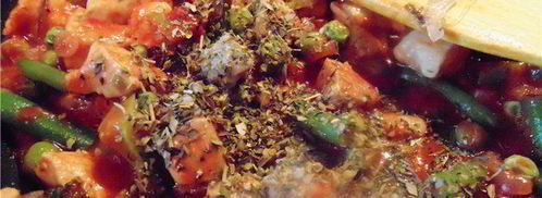 куриное рагу с зелеными овощами и сырной крышечкой. Шаг 5