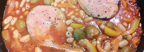 летнее овощное рагу с фасолью и лососем. Шаг 5