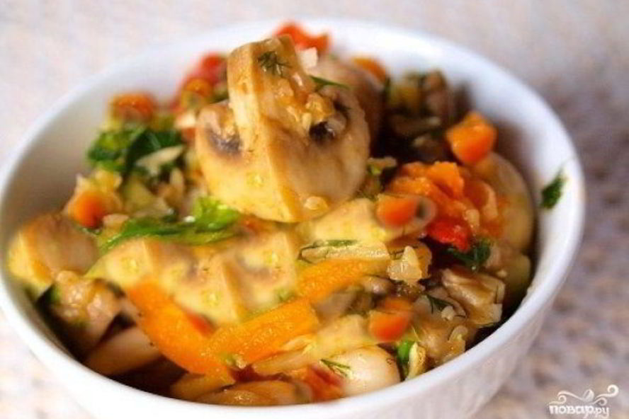 Рецепт овощное рагу с шампиньонами