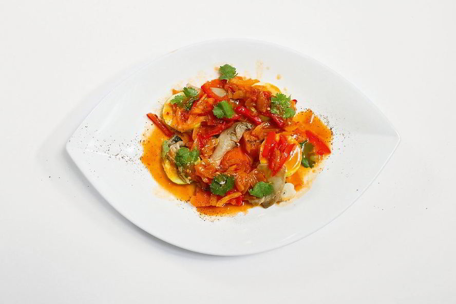 Рецепт рагу из тыквы с вешенками и соусом лечо