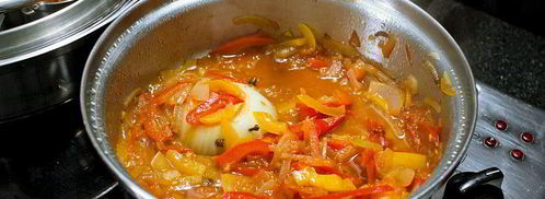 рагу из тыквы с вешенками и соусом лечо. Шаг 4