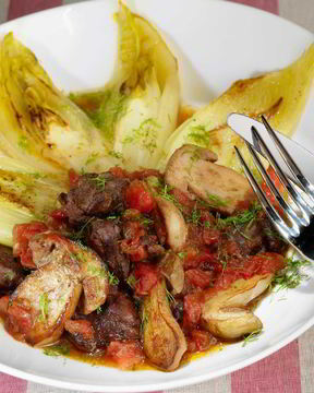 Рагу из утки с белыми грибами