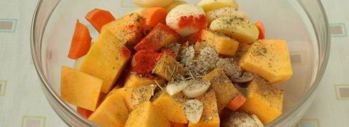 рагу с тыквой, картофелем и баклажанами в духовке. Шаг 3