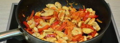 рисовая лапша с куриным филе и овощами. Шаг 8