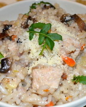 Непьяное ризотто с индейкой и грибами портобелло