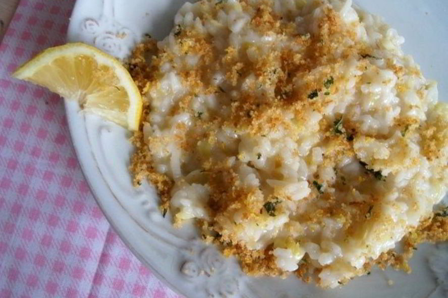 Рецепт ризотто с луком-пореем и лимонной крошкой