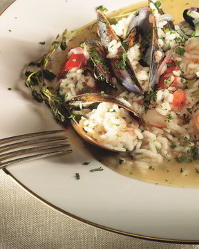 Ризотто с мидиями и креветками