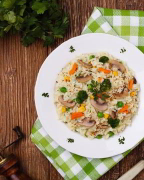Ризотто с шампиньонами и овощами