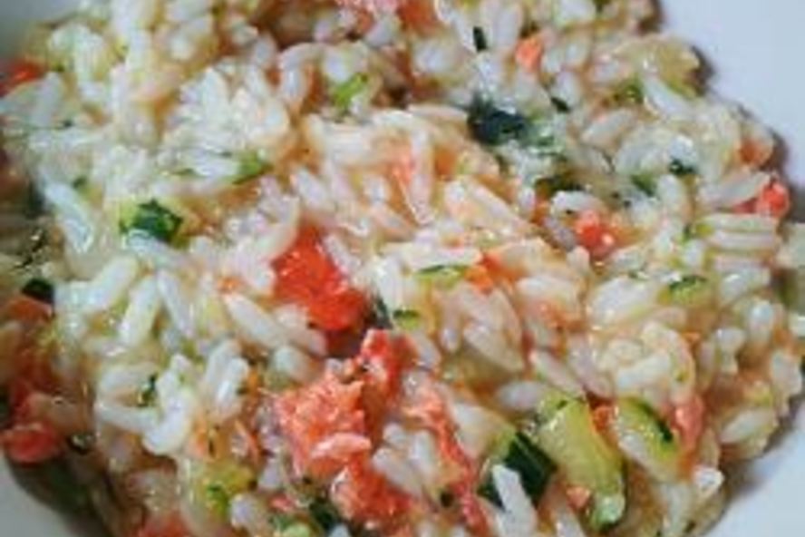 Рецепт ризотто с цуккини и лососем