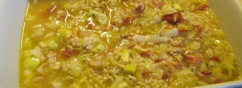 запеченное в духовке ризотто с луком-пореем и панчеттой. Шаг 5