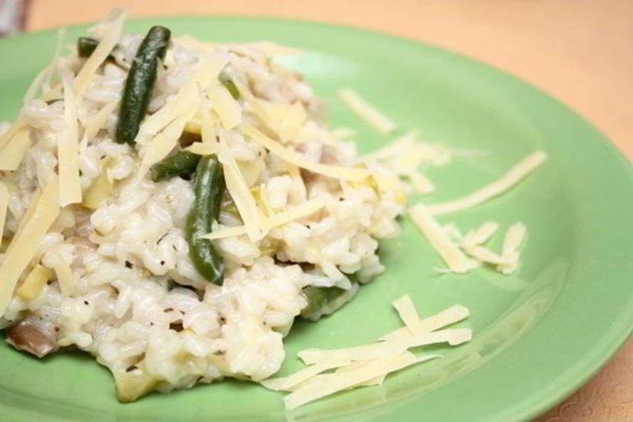 Рецепт зеленое ризотто с грибами