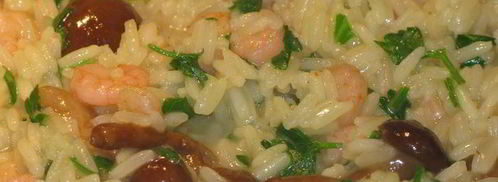 зеленое ризотто с опятами и креветками. Шаг 6